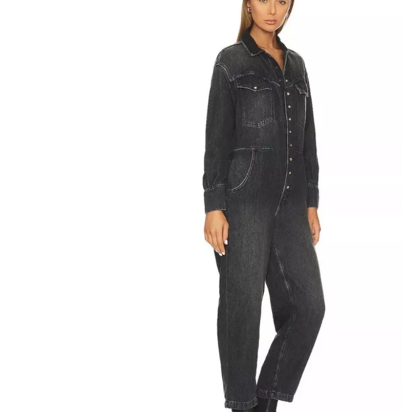 FREE PEOPLE Care Townes Coveralls Jumpsuit Black - Picture 3 of 3